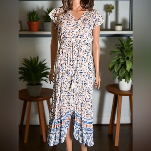 Japna Floral Paisley Maxi Dress. 100% Rayon. Size Small - Picture 8 of 8